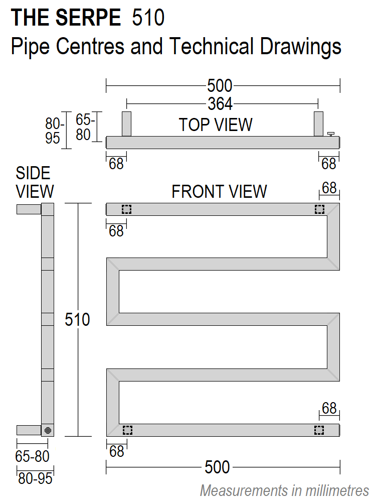 Serpe Towel Rail 270H x 500mm, Anthracite